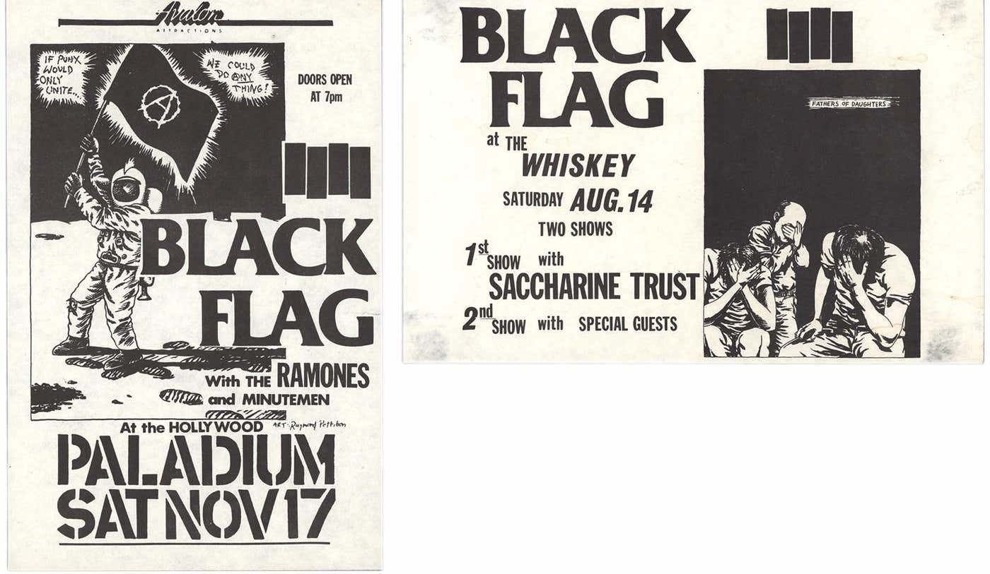Raymond Pettibon Black Flag Punk flyers 1982 set of 2 by