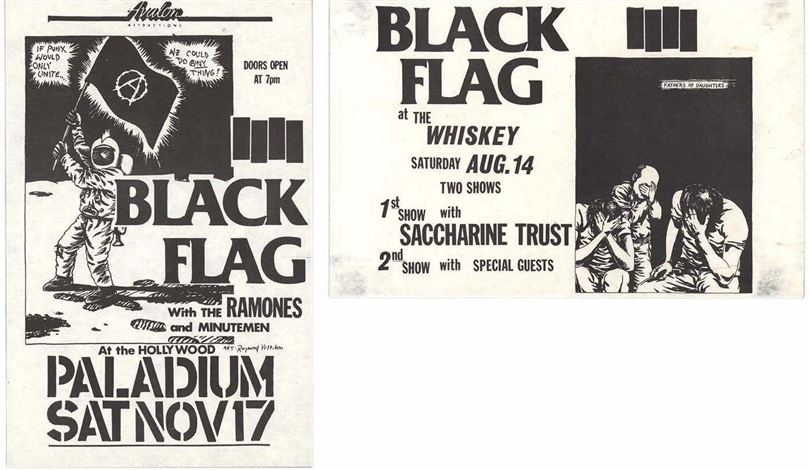 Raymond Pettibon Black Flag Punk flyers 1982 set of 2 by Raymond