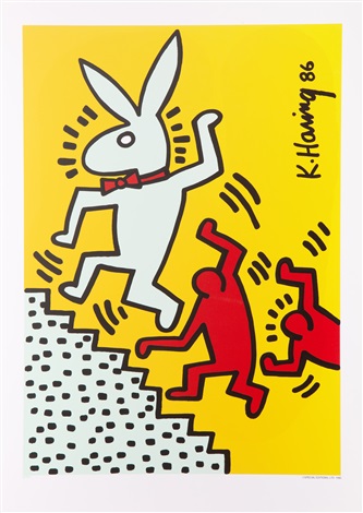 美品Keith Haring Bunny on the Run シルクスクリーン Bunny On The Run by Keith Haring on artnet