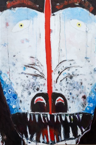 Arctic Wolf - colourful, animal, indigenous, figurative, acrylic on ...