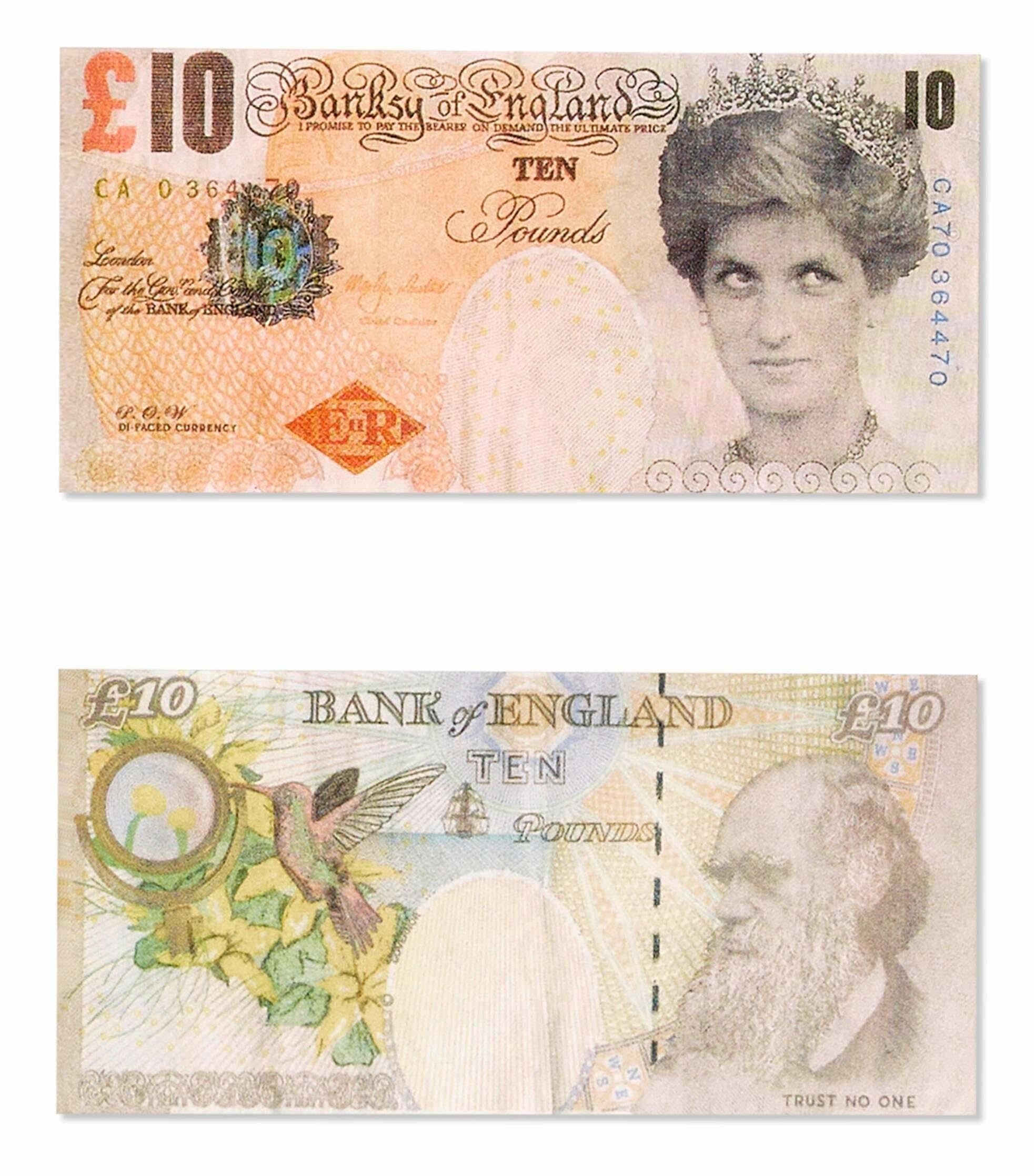 Banksy Di-Faced Tenner SET of TWO framed works by Banksy on