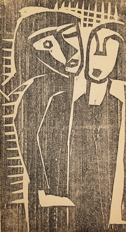 KARL SCHMIDT - ROTTLUFF、FRAU MIT ERNTEHU Karl Schmidt-Rottluff. Mother (Mutter) from the portfolio