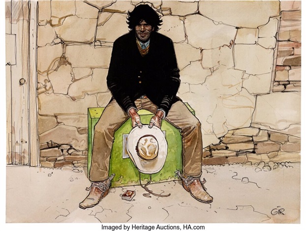 Jean Giraud Moebius Blueberry, The Green Box Signed Illustration