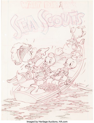 Hank Porter Sea Scouts Donald Duck Poster Concept Drawing Original