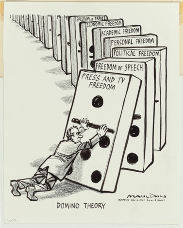 Domino Theory, Chicago Sun-Times editorial cartoon, January 17, 1973 by Bill Mauldin on artnet Domino Theory, Chicago Sun-Times editorial cartoon, January 17, 1973 by Bill Mauldin on artnet