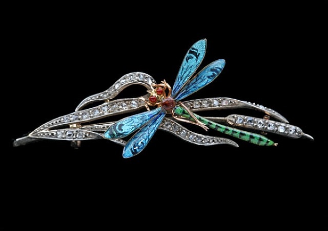 Dragonfly brooch art nouveau on sale
