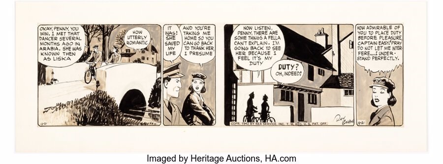 Roy Crane Captain Easy Daily Comic Strip Original Art dated 12-21-42 ...