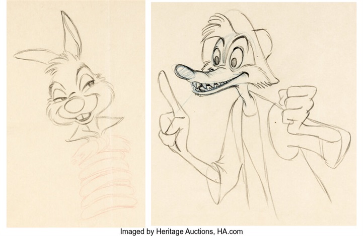 Song of the South Brer Rabbit and Brer Fox Animation Drawing Group of 2 ...