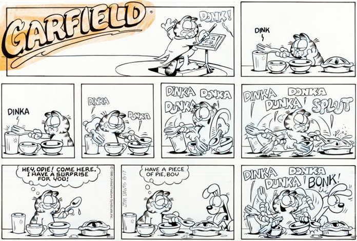Jim Davis Garfield Sunday Comic Strip and Preliminary Original Art dated  8-17-86 by Jim Davis on artnet
