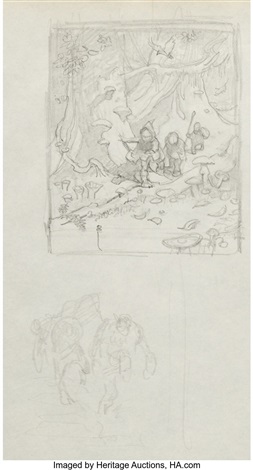 Frank Frazetta Lord of the Rings Portfolio Plate One Preliminary Sketch