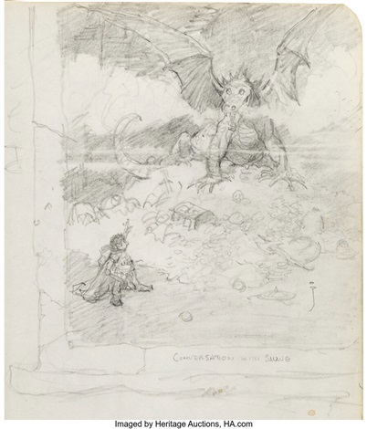 Frank Frazetta Lord of the Rings Portfolio Preliminary Sketch Original