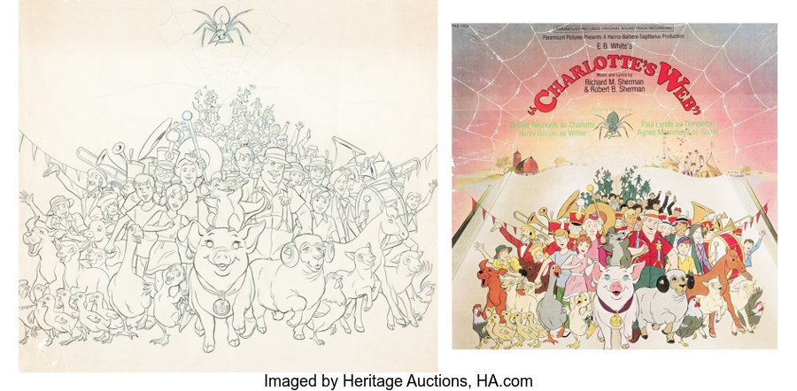 Charlottes Web Original Publicity Artwork and Print Group of 3 Hanna