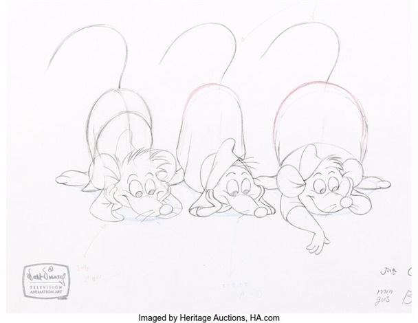 Cinderella II Dreams Come True Jaq, Gus, and Bruno Animation Drawing Walt  Disney, 2002. ... Total 2 by Walt Disney Studios on artnet